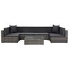 vidaXL 7-tlg. Garten-Lounge-Set mit Auflagen Poly Rattan Grau
