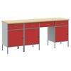 vidaXL Werkbank 4 Stk. Rot und Grau Ingenieure Holz und Stahl