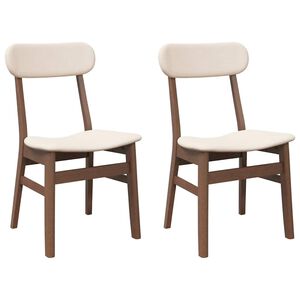 vidaXL Esszimmerst&uuml;hle mit Kissen 2 Stk. Braun Massivholz Gummibaum