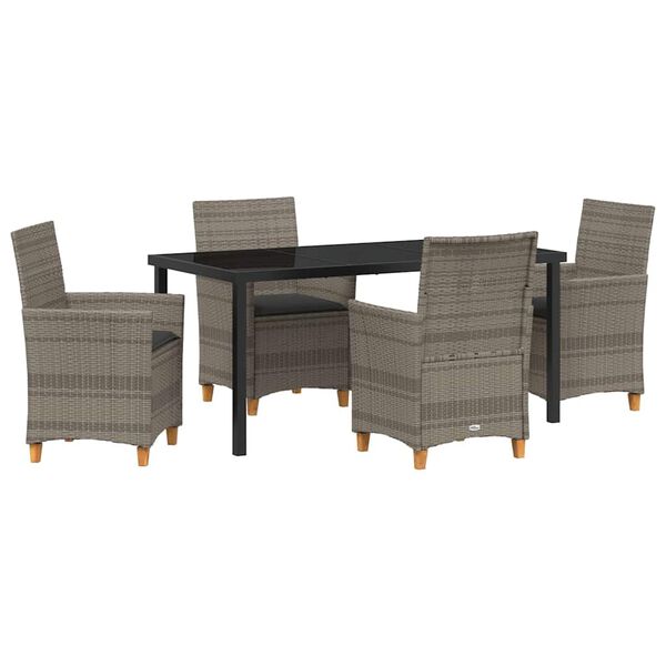 vidaXL Garten Essgruppe 5 pcs Grau Poly-Rattan