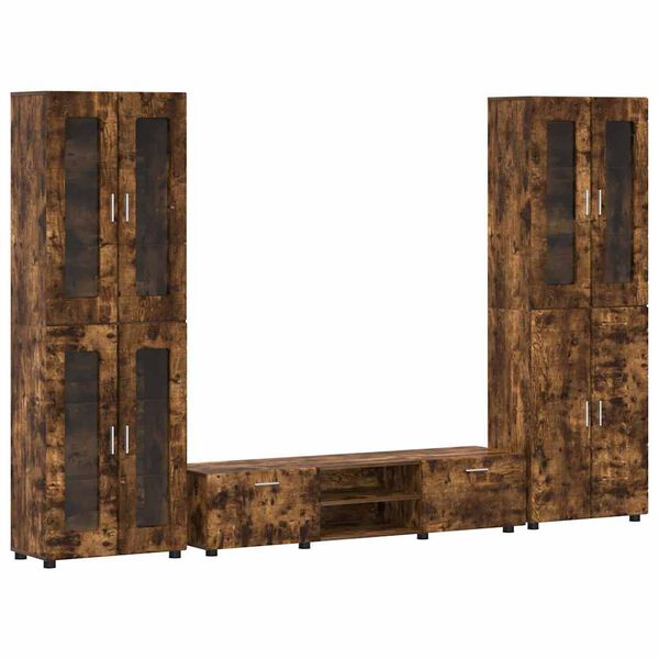 vidaXL TV-Schrankset mit Regal FLORIN Ger&auml;ucherte Eiche Holzwerkstoff