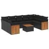 vidaXL 10-tlg. Garten-Sofagarnitur mit Kissen Schwarz Poly Rattan