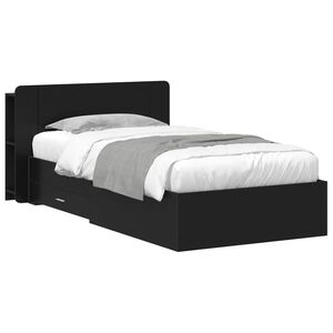 vidaXL Bettgestell mit Stauraum Schwarz 75 x 190 cm Holzwerkstoff