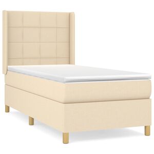vidaXL Boxspringbett mit Matratze Creme 80x200 cm Stoff