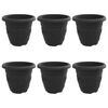 vidaXL Runder Blumentopf 6 stk. Schwarz &Oslash; 22 x 18 cm Kunststoff