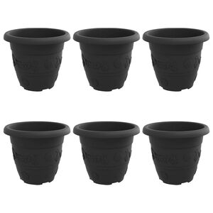 vidaXL Runder Blumentopf 6 stk. Schwarz &Oslash; 22 x 18 cm Kunststoff