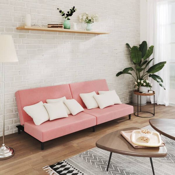 vidaXL Schlafsofa 2-Sitzer Rosa Samt
