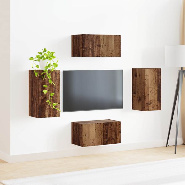 vidaXL TV-Schrankset 4 pcs Altholz Holzwerkstoff