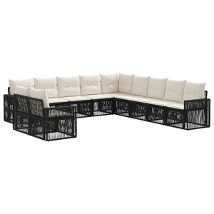 vidaXL Gartensofa-set 11 pcs Schwarz und Cremewei&szlig; Poly-Rattan