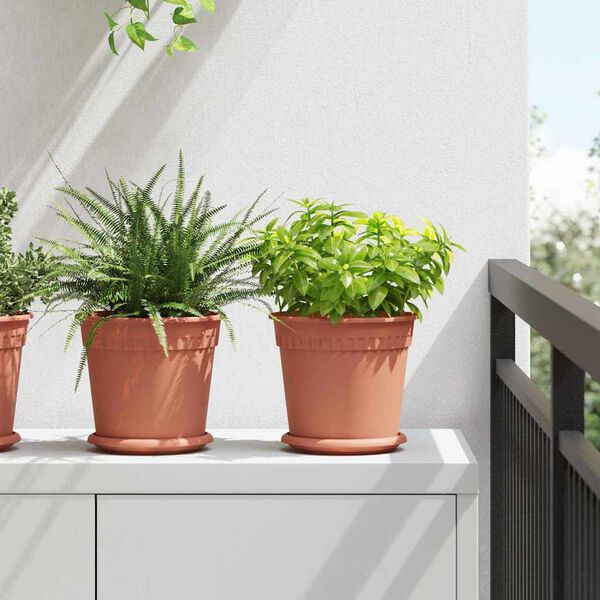 vidaXL Runder Blumentopf 6 pcs Ziegelrot &Oslash; 19 x 16 cm Kunststoff