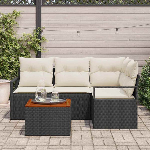 vidaXL Garten-Sofa-Set 5 pcs Schwarz und Weiß