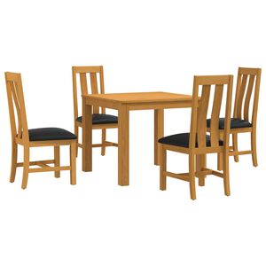 vidaXL Essgruppe 5 stk. Schwarz Massivholz Eiche