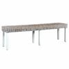 vidaXL Sitzbank 160 cm Wei&szlig; Natur Kubu-Rattan und Massivholz Mango