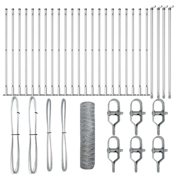 vidaXL Zaunpfosten Silber 50 x 0,4 m (50 mm Netz) Stahl