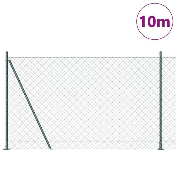 vidaXL Zaunpfosten Gr&uuml;n 10 x 1,4 m (40 x 40 mm Maschen) Stahl und PVC