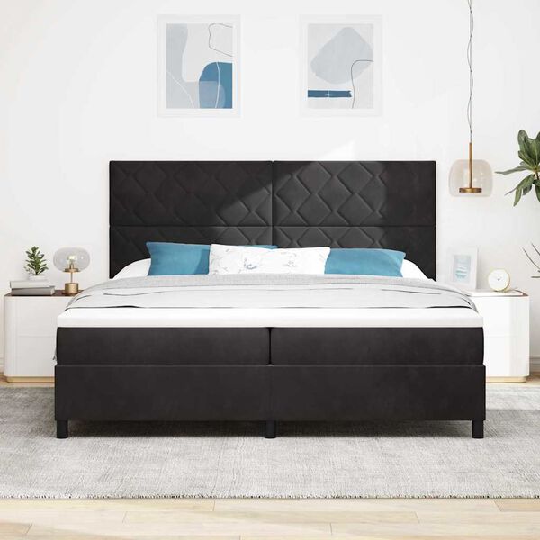 vidaXL Boxspringbett mit Matratze Schwarz 200 x 200 cm Stoff