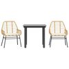 vidaXL 3-tlg. Garten-Essgruppe mit Kissen Braun Poly Rattan Glas