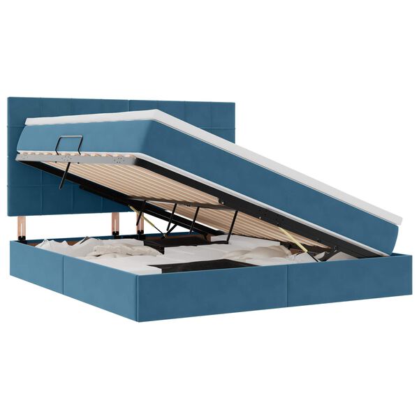 vidaXL Aufbewahrungsbett mit Matratze Dunkelblau 160 x 200 cm Samt