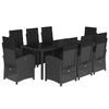 vidaXL 9-tlg. Garten-Essgruppe mit Kissen Schwarz Poly Rattan