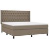 vidaXL Boxspringbett mit Matratze & LED Taupe 180x200 cm Stoff