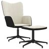 vidaXL Relaxsessel mit Hocker Cremewei&szlig; Samt und PVC