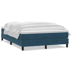 vidaXL Boxspringbett mit Matratze Dunkelblau 140x210 cm Samt