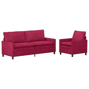 vidaXL Sofa Set 2 pcs Weinrot Samt