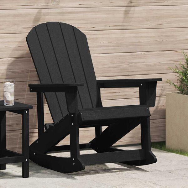 vidaXL Adirondack-Schaukelstuhl Schwarz 92 x 73.5 x 92 cm HDPE
