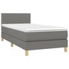 vidaXL Boxspringbett mit Matratze & LED Dunkelgrau 100x200 cm Stoff