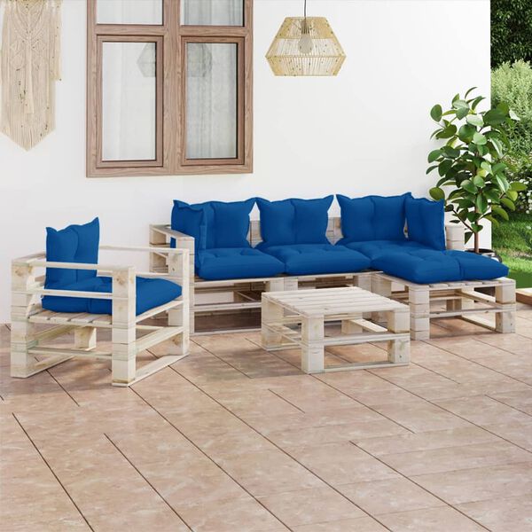 vidaXL 6-tlg. Garten-Lounge-Set aus Paletten mit Kissen Kiefernholz