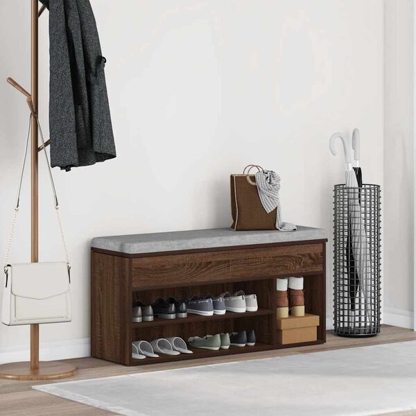 vidaXL Schuhbank Braun Eichen-Optik 102x30,5x45 cm Holzwerkstoff