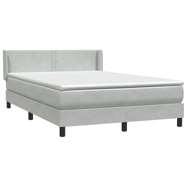 vidaXL Boxspringbett mit Matratze Hellgrau 160x220 cm Samt