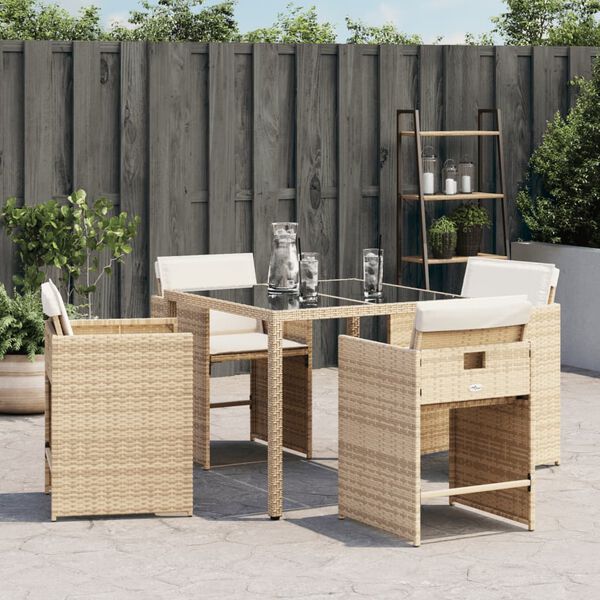 vidaXL Gartenstühle mit Kissen 4 Stk. Beige Poly Rattan