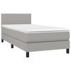vidaXL Boxspringbett mit Matratze & LED Hellgrau 100x200 cm Stoff