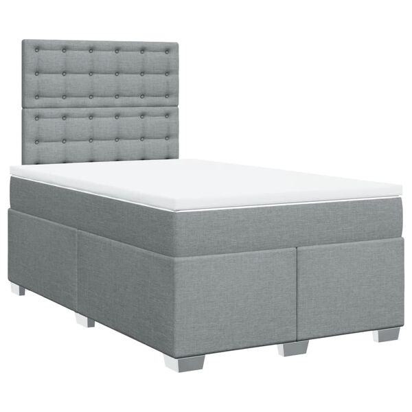 vidaXL Boxspringbett mit Matratze Hellgrau 120x190 cm Stoff