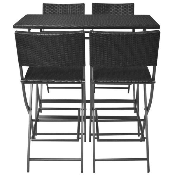 vidaXL 5-tlg. Garten-Essgruppe Klappbar Stahl Poly Rattan Schwarz