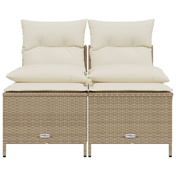 vidaXL 4-tlg. Garten-Sofagarnitur mit Kissen Beige Poly Rattan
