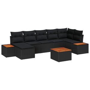 vidaXL Garten-Sofa-Set mit Kissen 8 pcs Schwarz Poly-Rattan