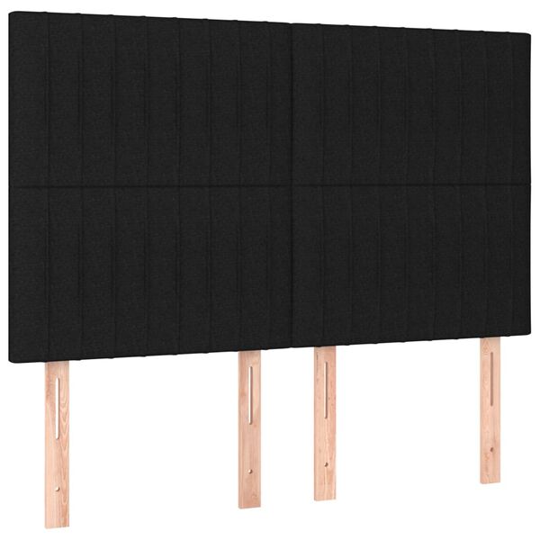 vidaXL LED Kopfteil Schwarz 144x5x118/128 cm Stoff