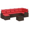 vidaXL Sofa Set 8 stk. Braun und Rot Poly-Rattan