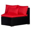 vidaXL 9-tlg. Garten-Sofagarnitur mit Kissen Rot Poly Rattan