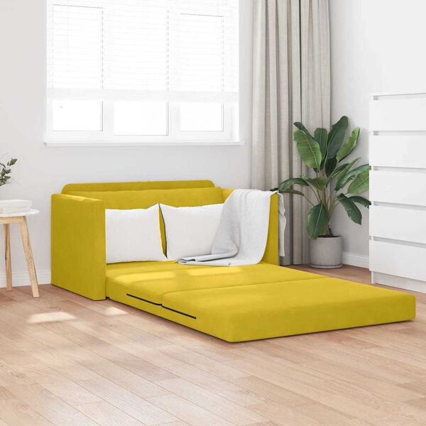 vidaXL Schlafsofa 110cm Sonnenblumen Gelb Samt