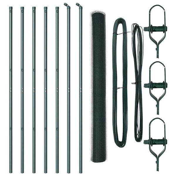 vidaXL Zaun mit Pfosten Grün 1,5 x 10 m PVC-beschichteter Stahl