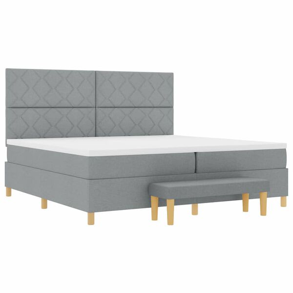 vidaXL Boxspringbett mit Matratze Hellgrau 200 x 200 cm Stoff