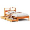 vidaXL Massivholzbett mit Regal ohne Matratze Wachsbraun 75x190 cm