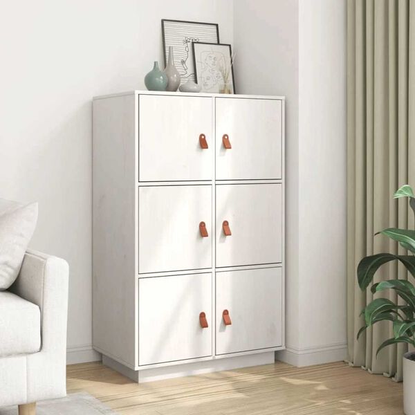 vidaXL Highboard Weiß 67x40x108,5 cm Massivholz Kiefer
