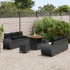 vidaXL Gartensofa-set mit Kissen 9 pcs Schwarz Poly-Rattan