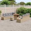 vidaXL Gartensofa-set mit Kissen mit Speicher 11 pcs Beige Poly Rattan