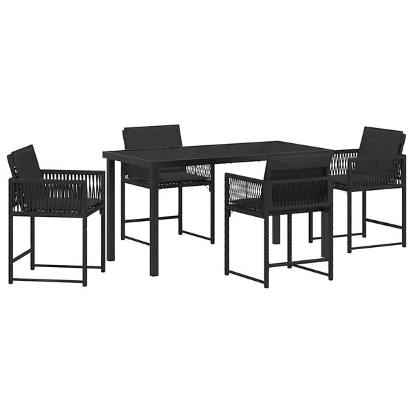 vidaXL Garten Essgruppe 5 pcs Schwarz Poly-Rattan