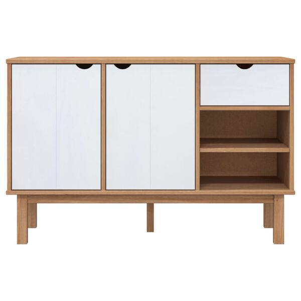 vidaXL Sideboard OTTA Braun&Weiß 114x43x73,5 cm Massivholz Kiefer
